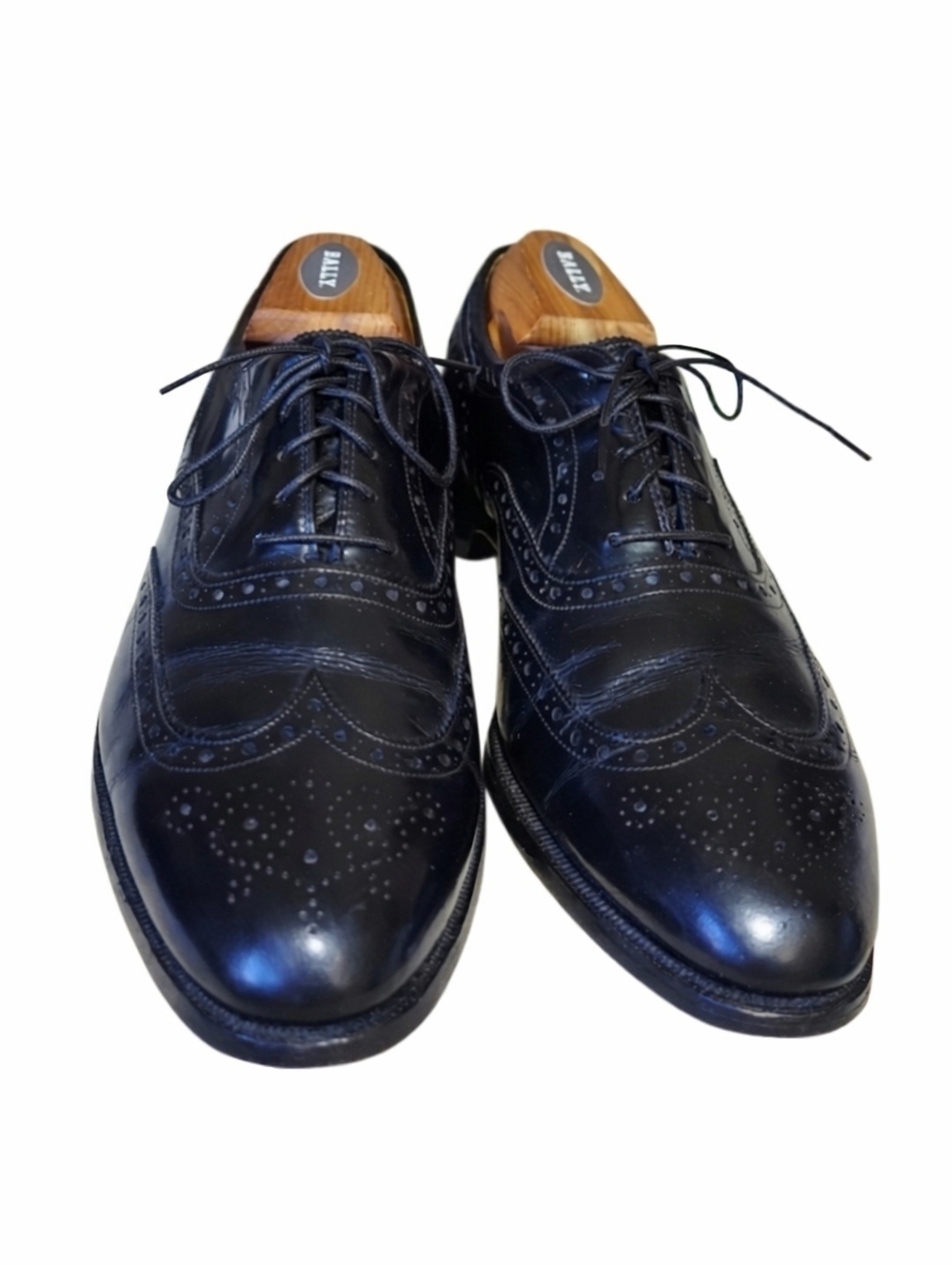 Johnston & Murphy Black Leather Aristocraft Vintage wingtip oxford dress shoes